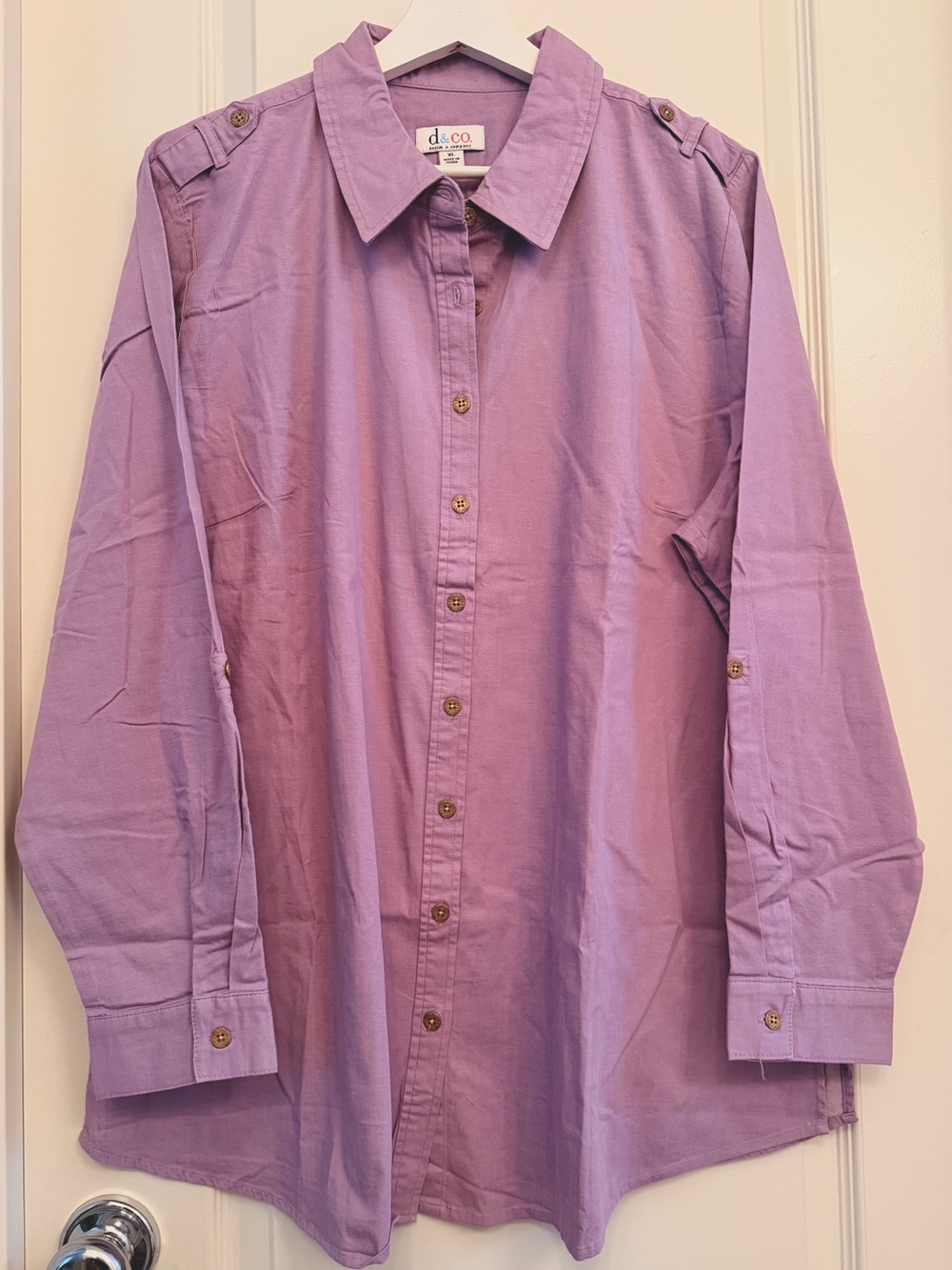 Relaxed Lavender Button-Down Shirt with Collar